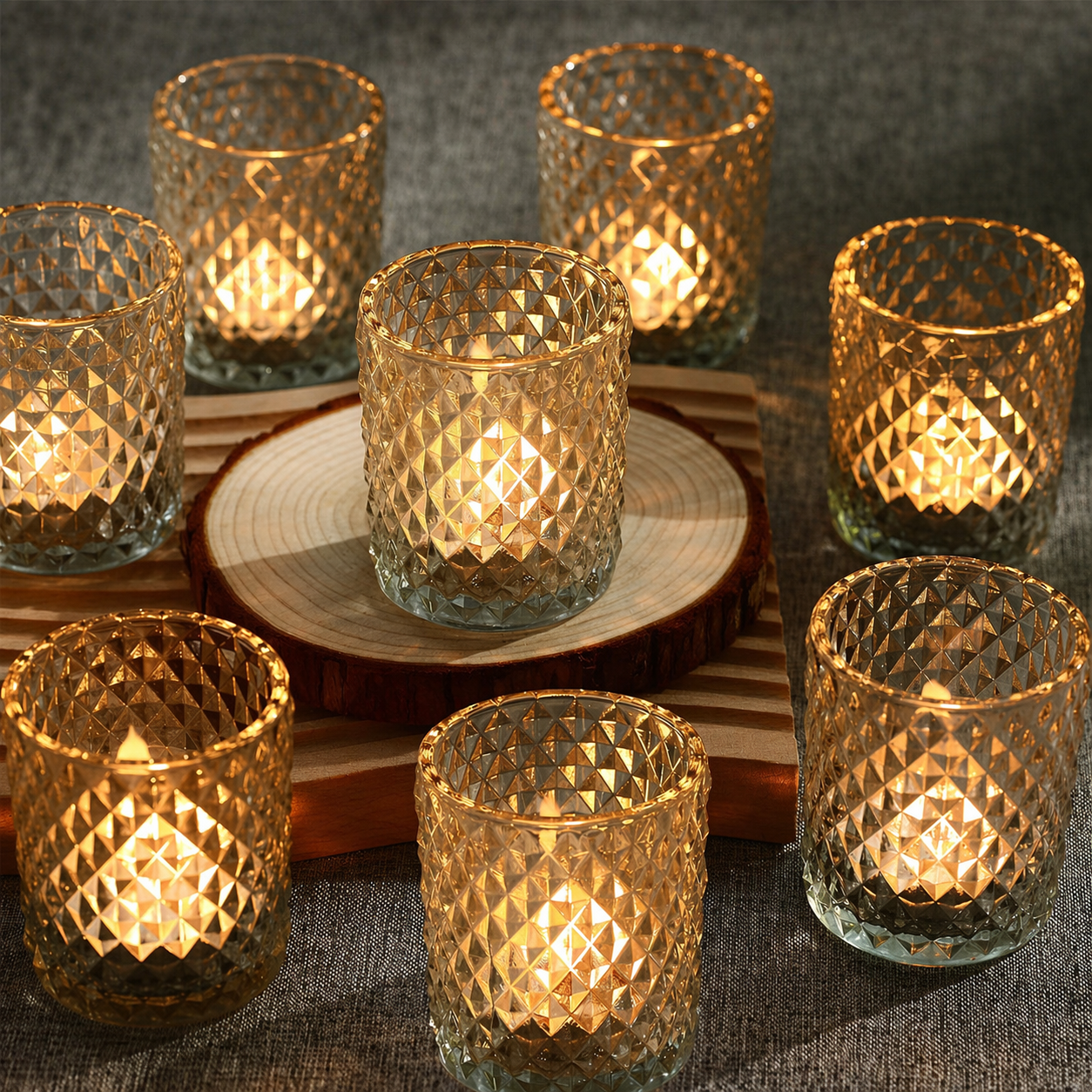 Embossed Glass Candle Holder – Elegant Tealight & Votive Cup Create a Warm, Cozy Glow in Seconds
