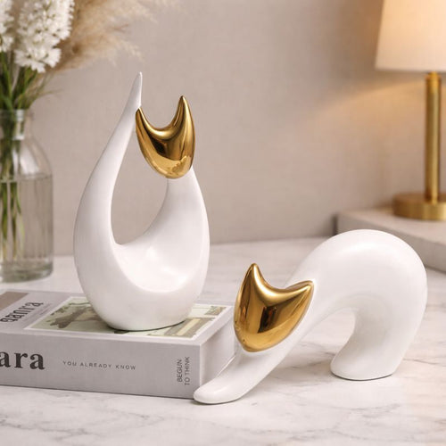 Abstract Ceramic Cat Sculpture
